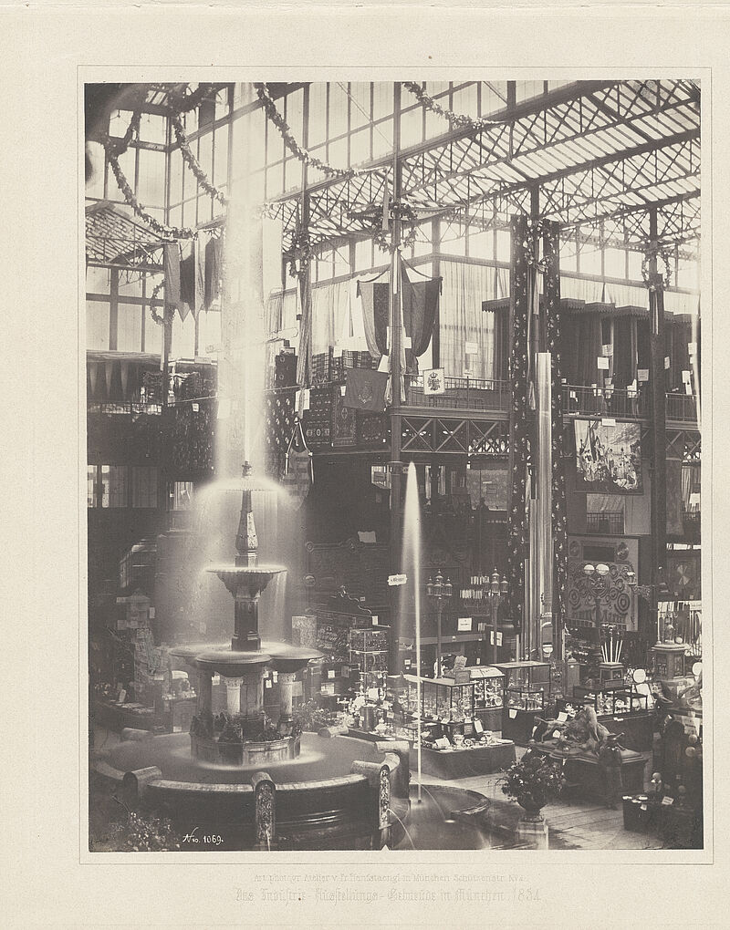 Franz Hanfstaengl, Münchner Glaspalast – Innenansicht während der Allgemeinen Deutschen Industrieausstellung, 1854