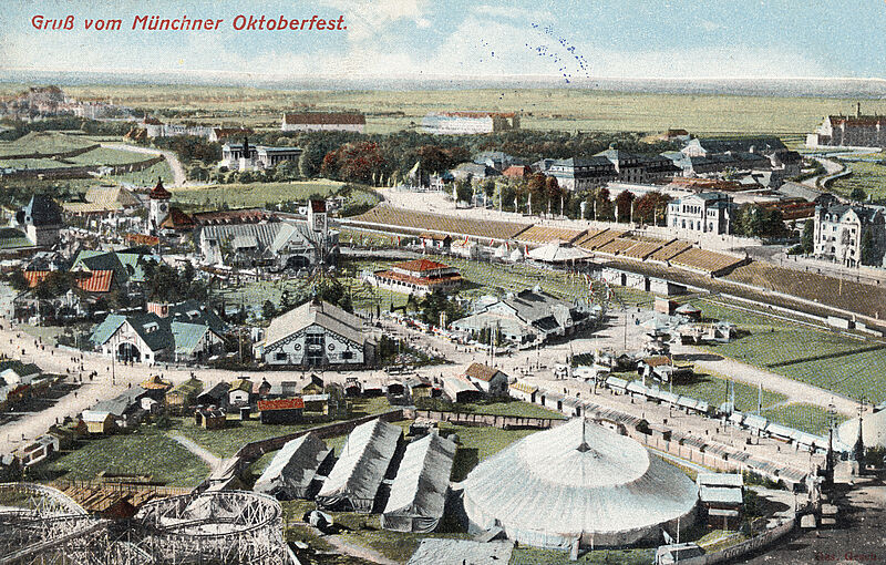 Ottmar Zieher, Postkarte, Blick auf die Festhallen im Ring, 1910