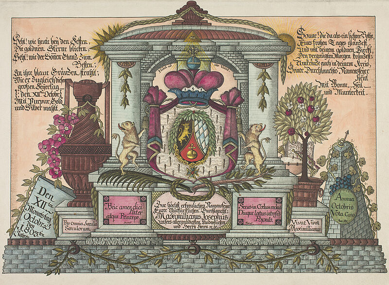 Gratulationsblatt zur (...feier) des Kurfürsten Maximilian Joseph den 12. Oktober 1803, 1803