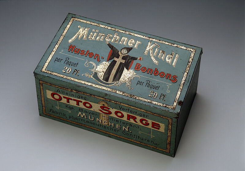 Fa. Otto Sorge, Bonbondose "Münchner Kindl", um 1900