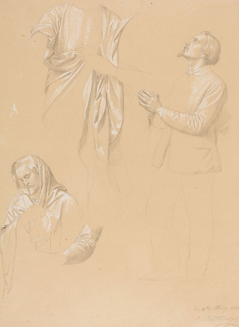 Johann von Schraudolph, Gewand- und Figurenstudie, 1852