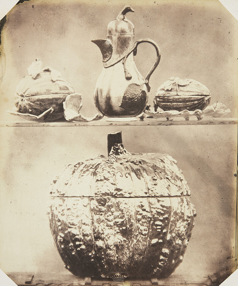 Ludwig Belitski, Vier deutsche Fayence-Gefäße in Form von Früchten, ein Drittel Naturgröße, 17. Jahrhundert (aus: Vorbilder für Handwerker und Fabrikanten...), vor 1855