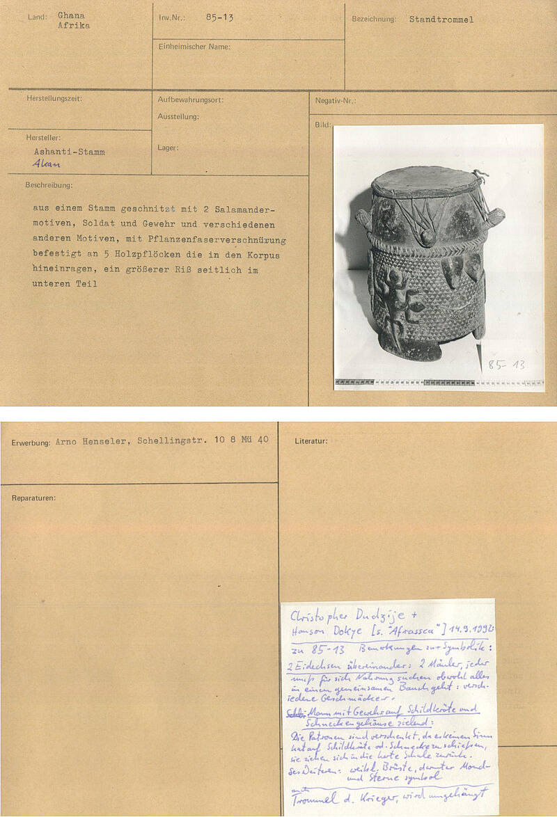 ntan (?) – Einfellige Zylindertrommel mit Schnurpflockspannung, vor 1985
