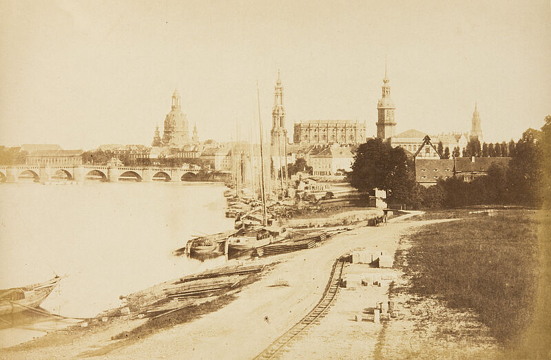 Felix Alexander Oppenheim, Blick auf Dresden mit Elbe, um 1856