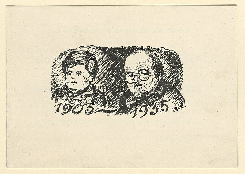 Rolf von Hoerschelmann, Selbstporträt, Einladungskarte zum 50. Geburtstag "1903 – 1935", 1935