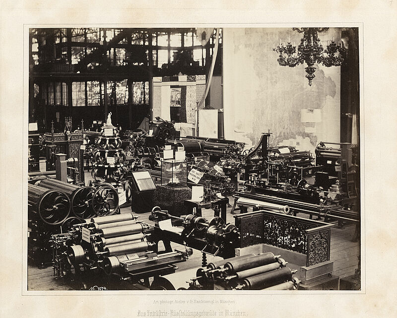 Franz Hanfstaengl, Allgemeine Deutsche Industrie-Ausstellung im Münchner Glaspalast – Blick in die Maschinenabteilung, 1854