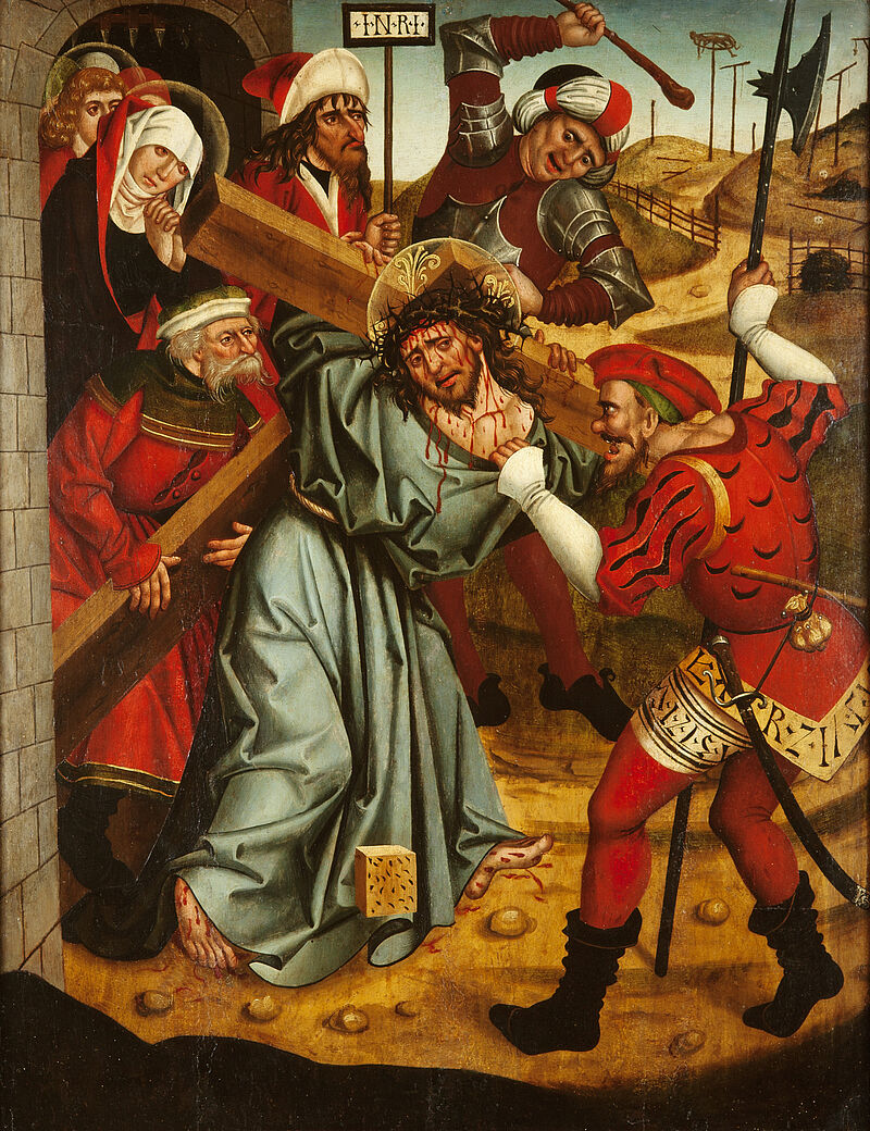 Jan Polack, Simon von Cyrene hilft Jesu das Kreuz zu tragen, um 1490
