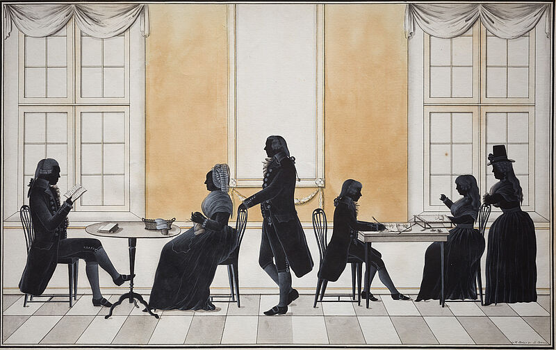Drei Generationen in einem Salon, ca. 1790