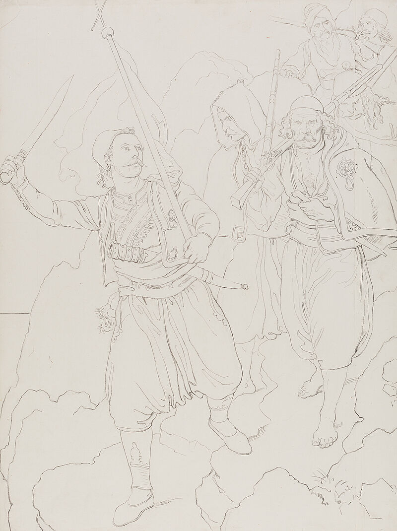 Peter Hess, Petro Mauromichalis stellt sich an die Spitze der Mainoten, 1841–1844