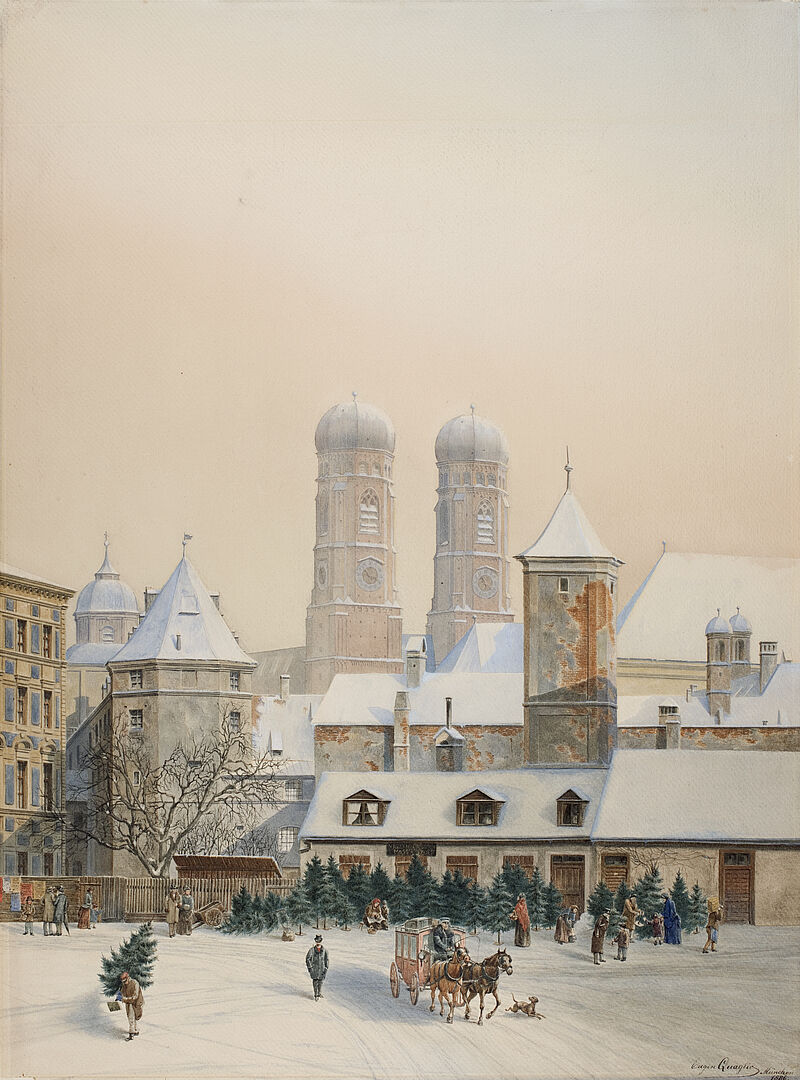 Eugen Quaglio, Christbaummarkt am Herzog-Max-Brunnhaus, 1886