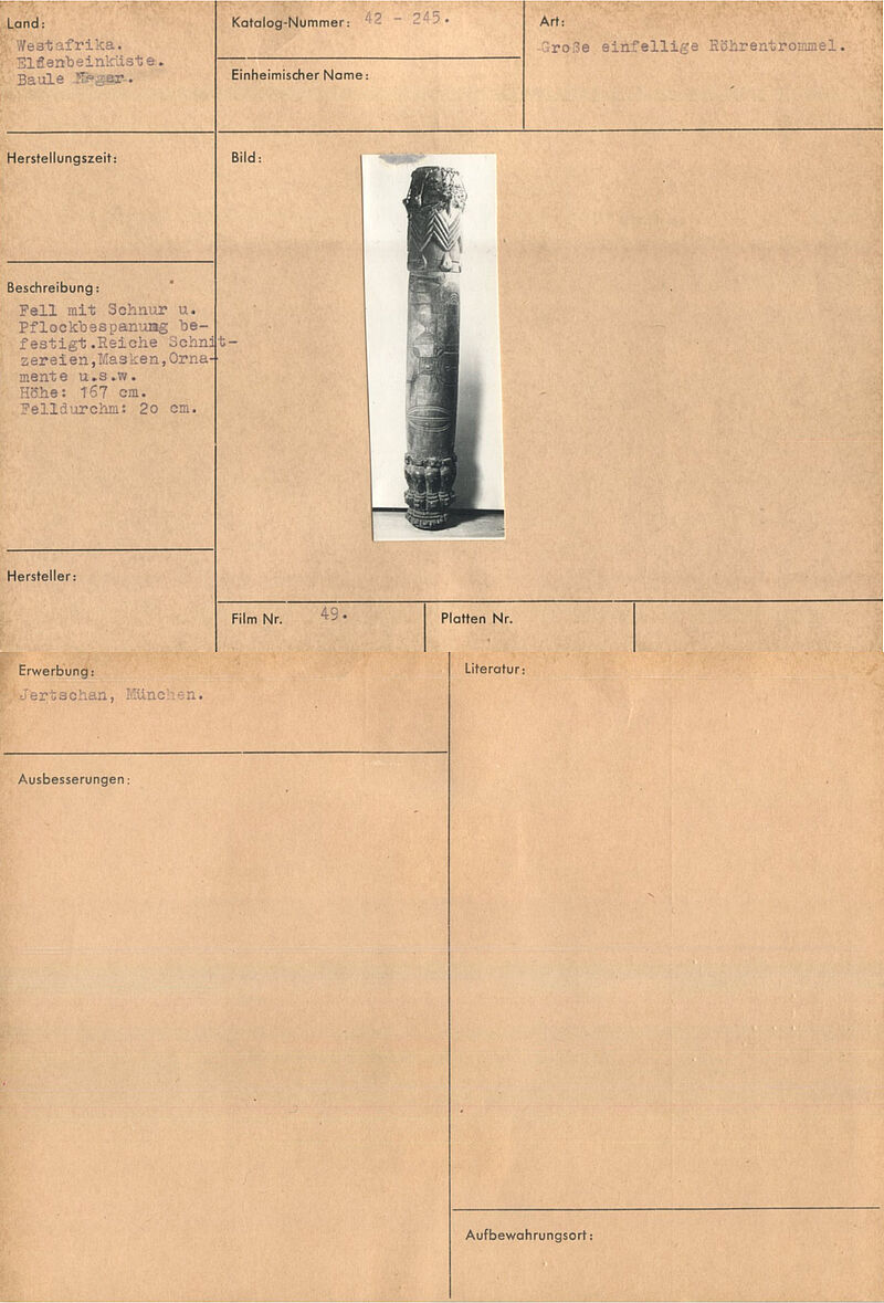 Hohe Zylindertrommel mit Schnurpflockspannung, vor 1942
