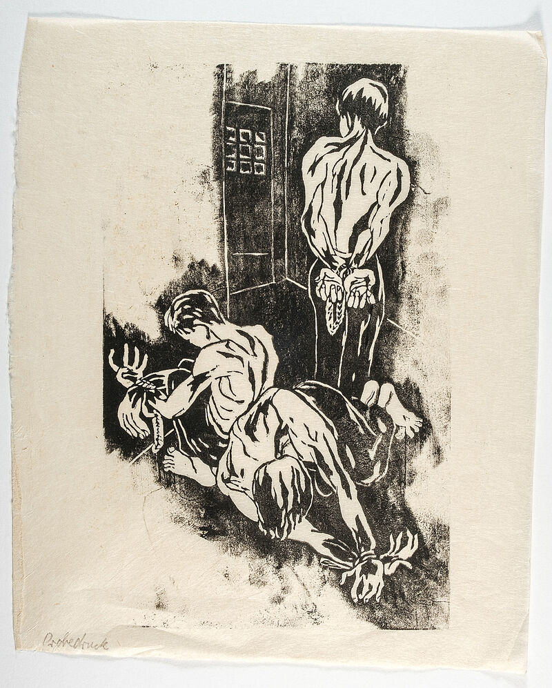 Maria Luiko, Gefesselte Männer im Gefängnis II, um 1935