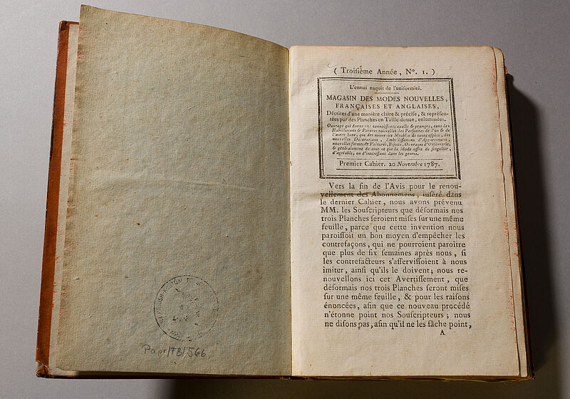 A. B. Duhamel, Magasin des Modes Nouvelles, Françaises et Anglaises, 3. Jg., Nr. 1-36, Paris, 20.11.1787-10.11.1788