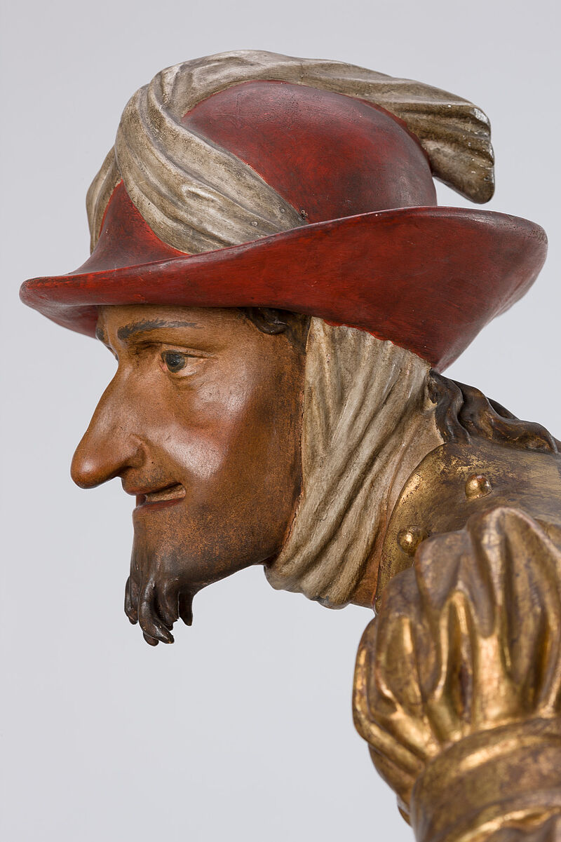 Erasmus Grasser, Moriskentänzer mit jagdhutartiger Kopfbedeckung ("Schneiderlein") aus dem Fest- und Tanzsaal des Alten Rathauses in München, 1480