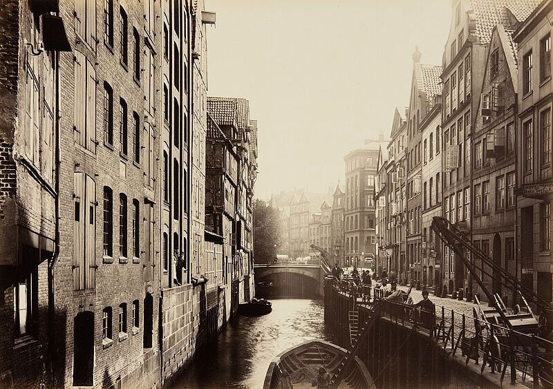 Georg Koppmann, Holländische Reihe und St. Annenbrücke (Aus: Hamburg 1884. Ansichten aus dem niederzulegenden Stadttheil), 1884