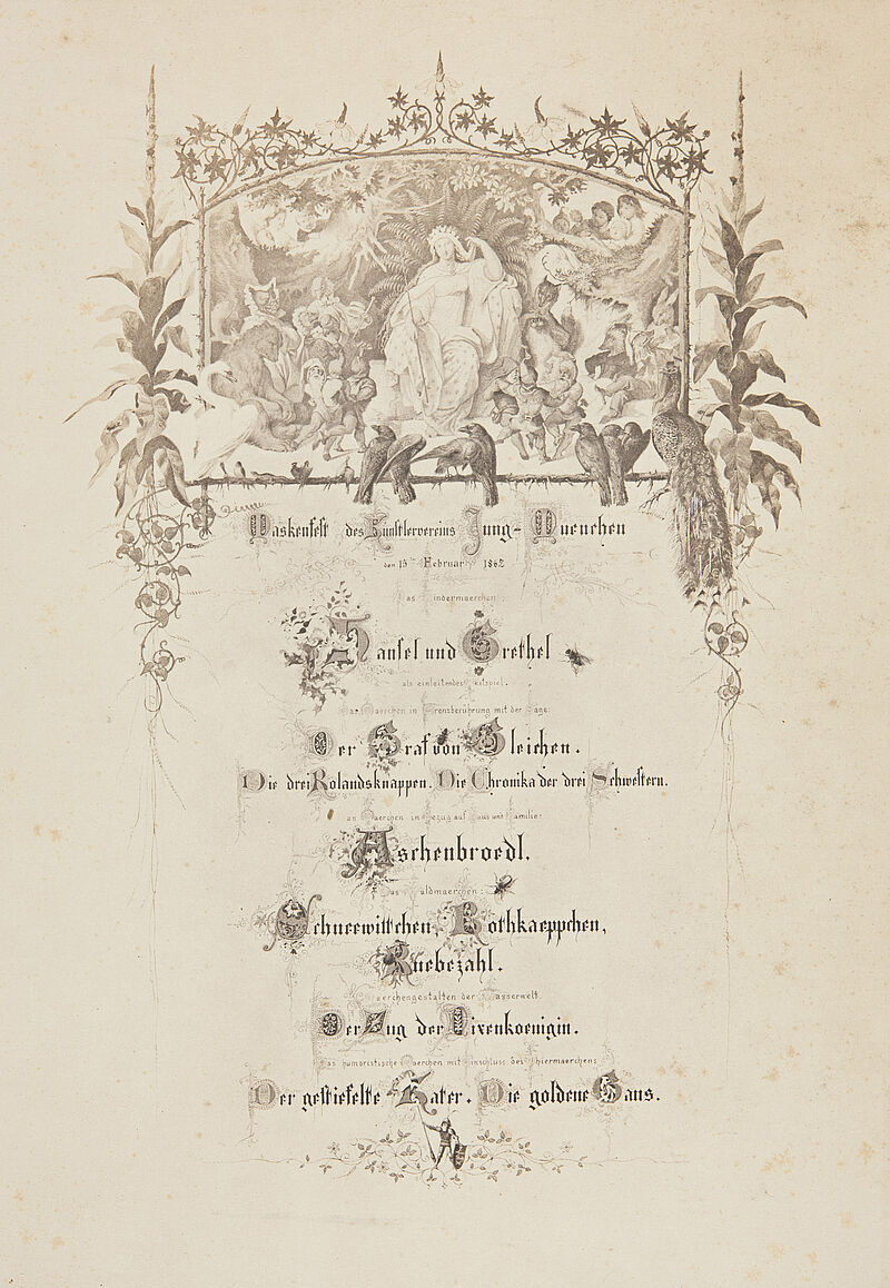 Joseph Albert, Eugen Klimsch, "Maskenfest des Künstlervereins Jung-Muenchen / 15. Februar 1862 / (...) / Gemalt von And. Müller & Eug. Klimsch." (Originaltitel), Februar 1862