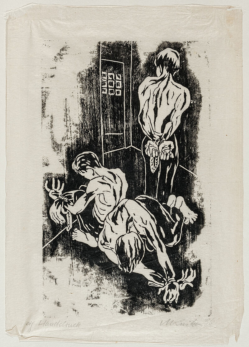 Maria Luiko, Gefesselte Männer im Gefängnis I, 1936