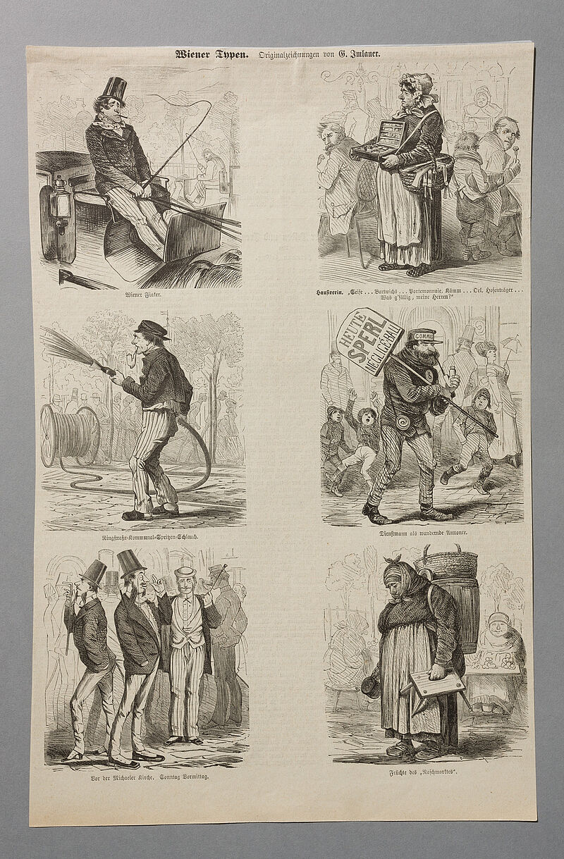 Gustav Imlauer, Zeitschriftenseite: "Wiener Typen" von Gustav Imlauer, 1873