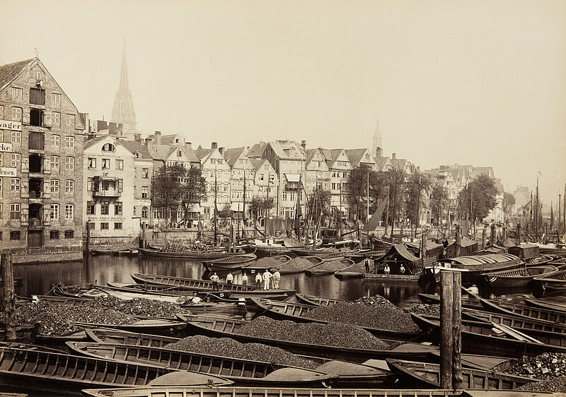 Georg Koppmann, Außenkajen vom Steinhöft aus gesehen (Aus: Hamburg 1884. Ansichten aus dem niederzulegenden Stadttheil), 1884